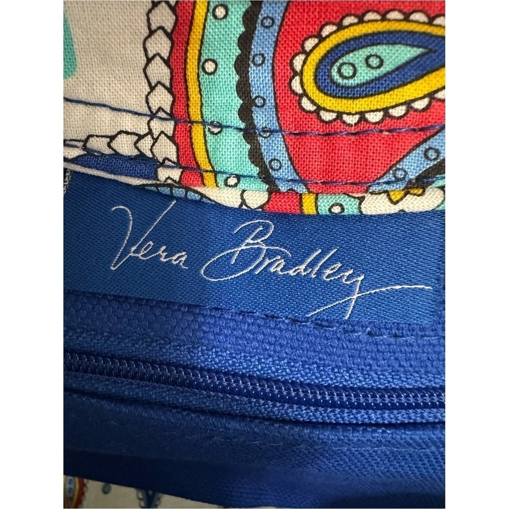 Vera Bradley Floral Colorblock Canvas Tote Bag Marina Paisley Travel Beach - Picture 6 of 6